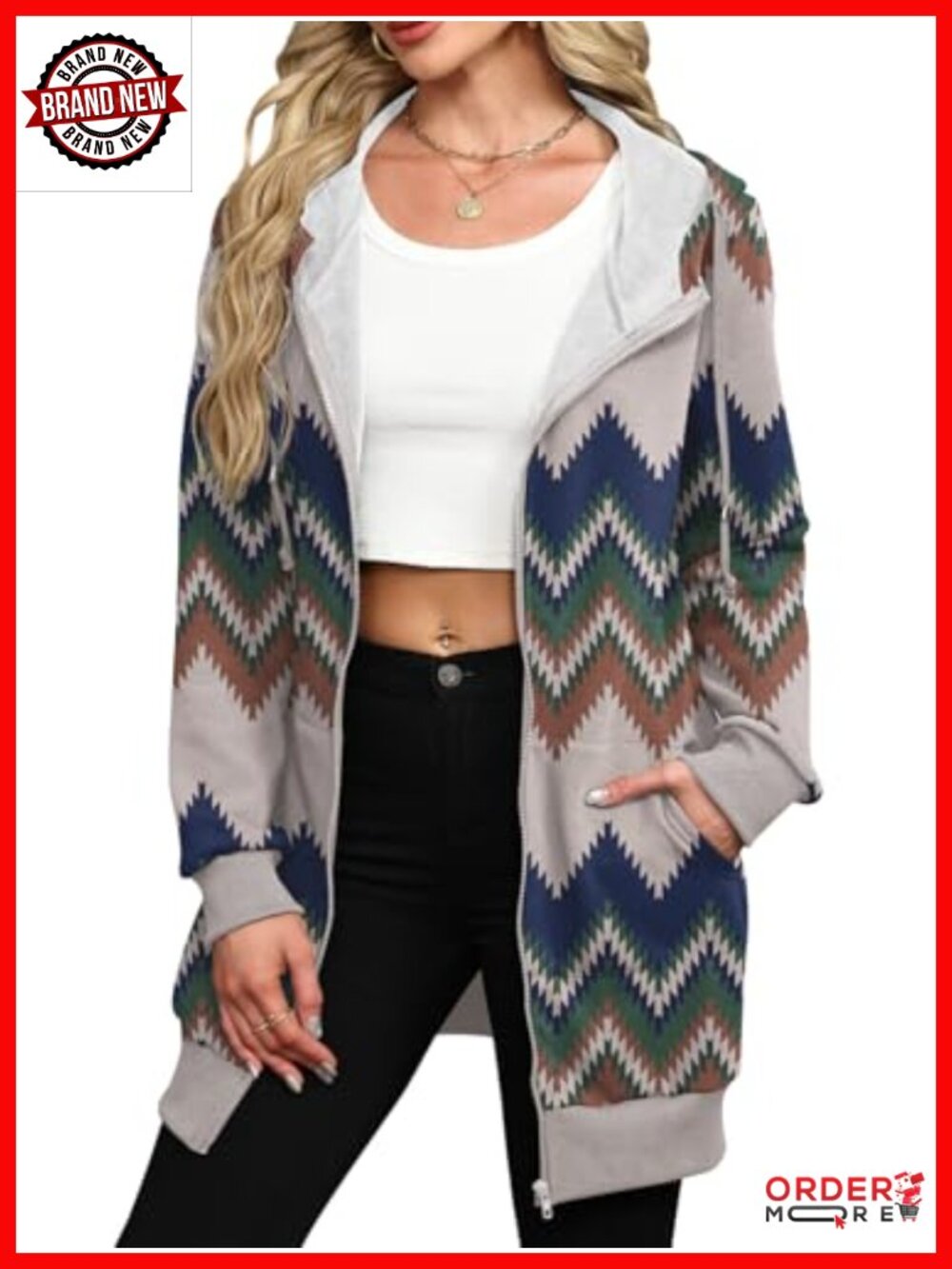 Locryz Women's Zip Up Fleece Hoodie Tunic Sweatshirt Long Oversized